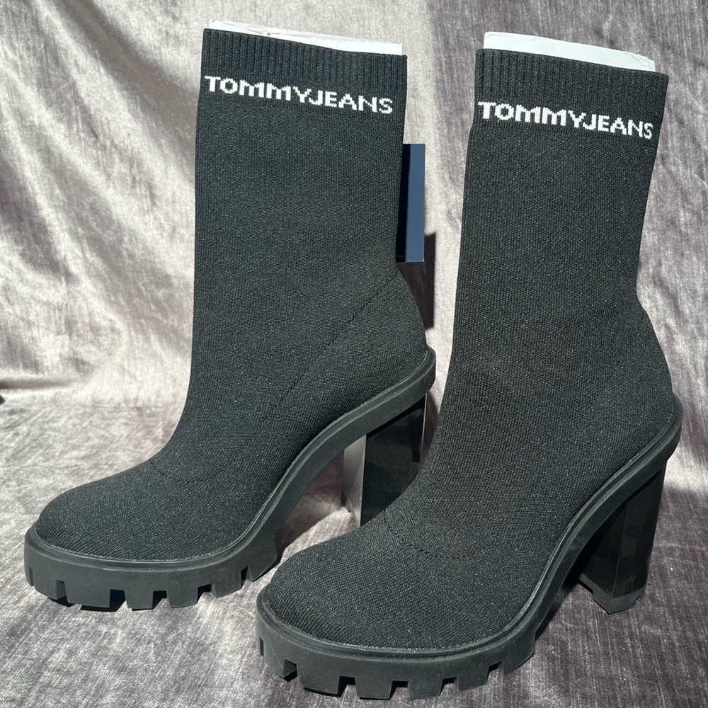 Tommy Hilfiger cleated heel sock boots